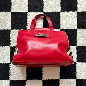 Vintage Adrienne Vittadini Red Leather Zebra Side Purse